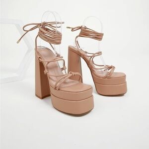 Elegant Tan Platform Heels